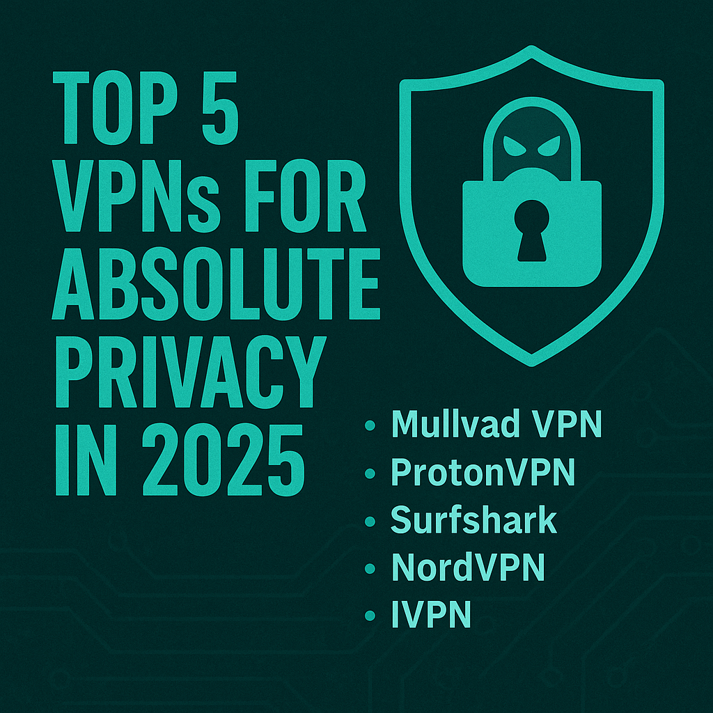 Best VPNs for Privacy in 2025 infographic showing anonymous browsing tools